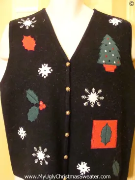 Black Wool Cheap Christmas Sweater Vest