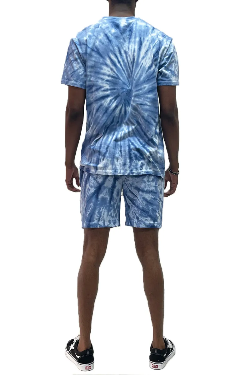 Blue Swirl Tie Dye Tee & Short Set