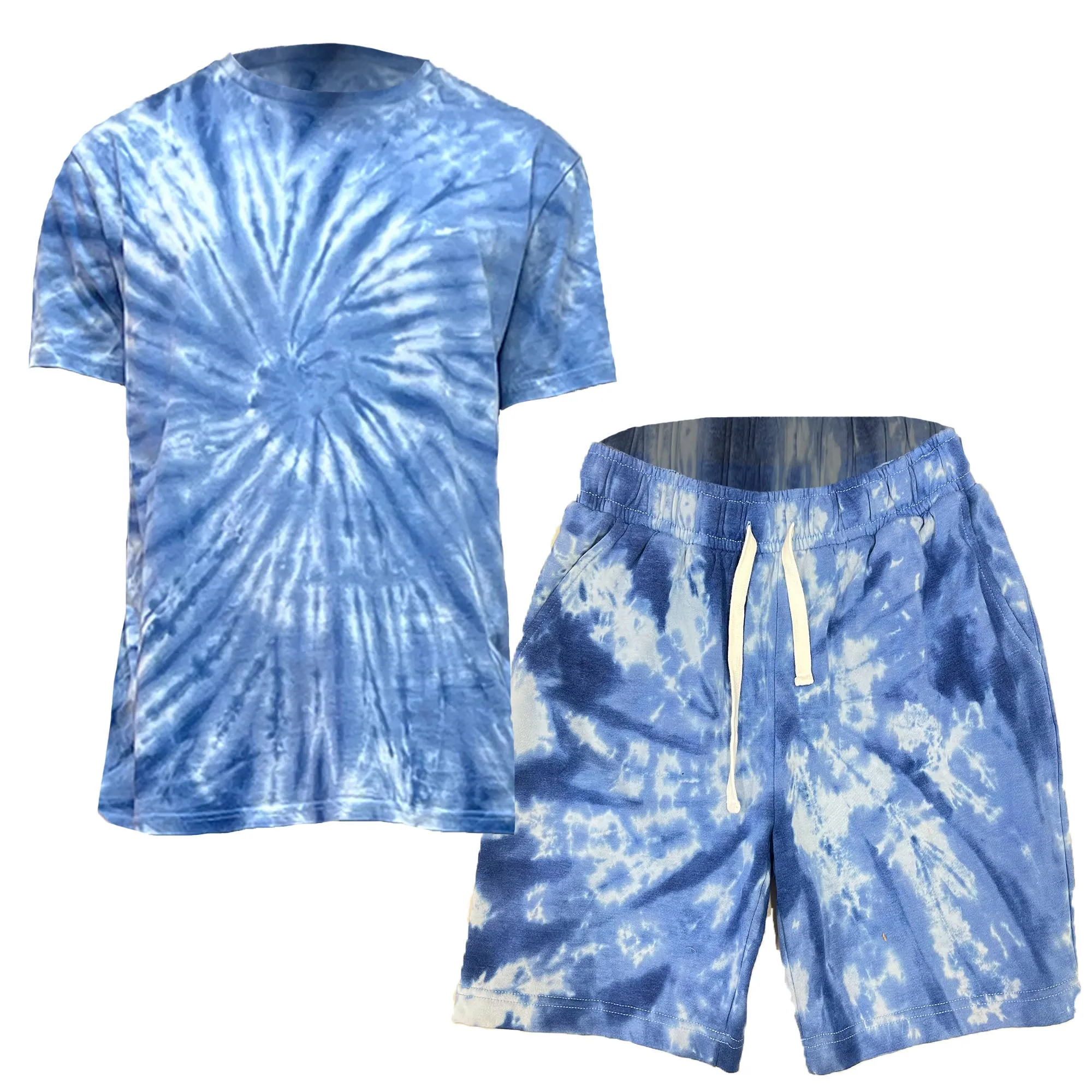 Blue Swirl Tie Dye Tee & Short Set