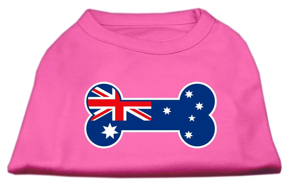 Bone Shaped Australian Flag Screen Print Shirts Bright Pink XXL (18)