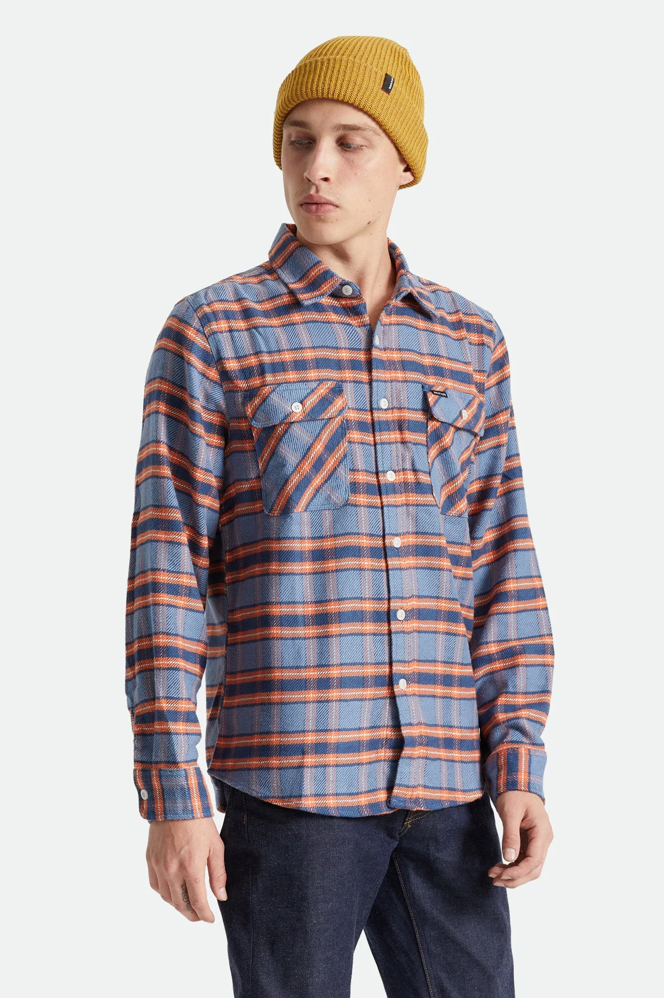 Bowery Stretch L/S Utility Flannel - Slate Blue