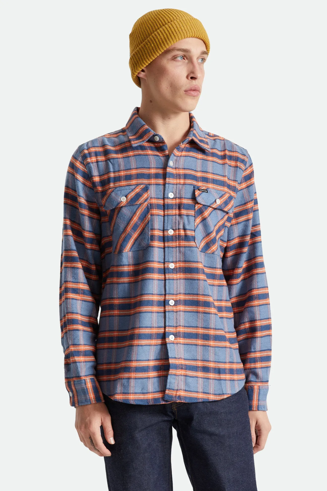 Bowery Stretch L/S Utility Flannel - Slate Blue