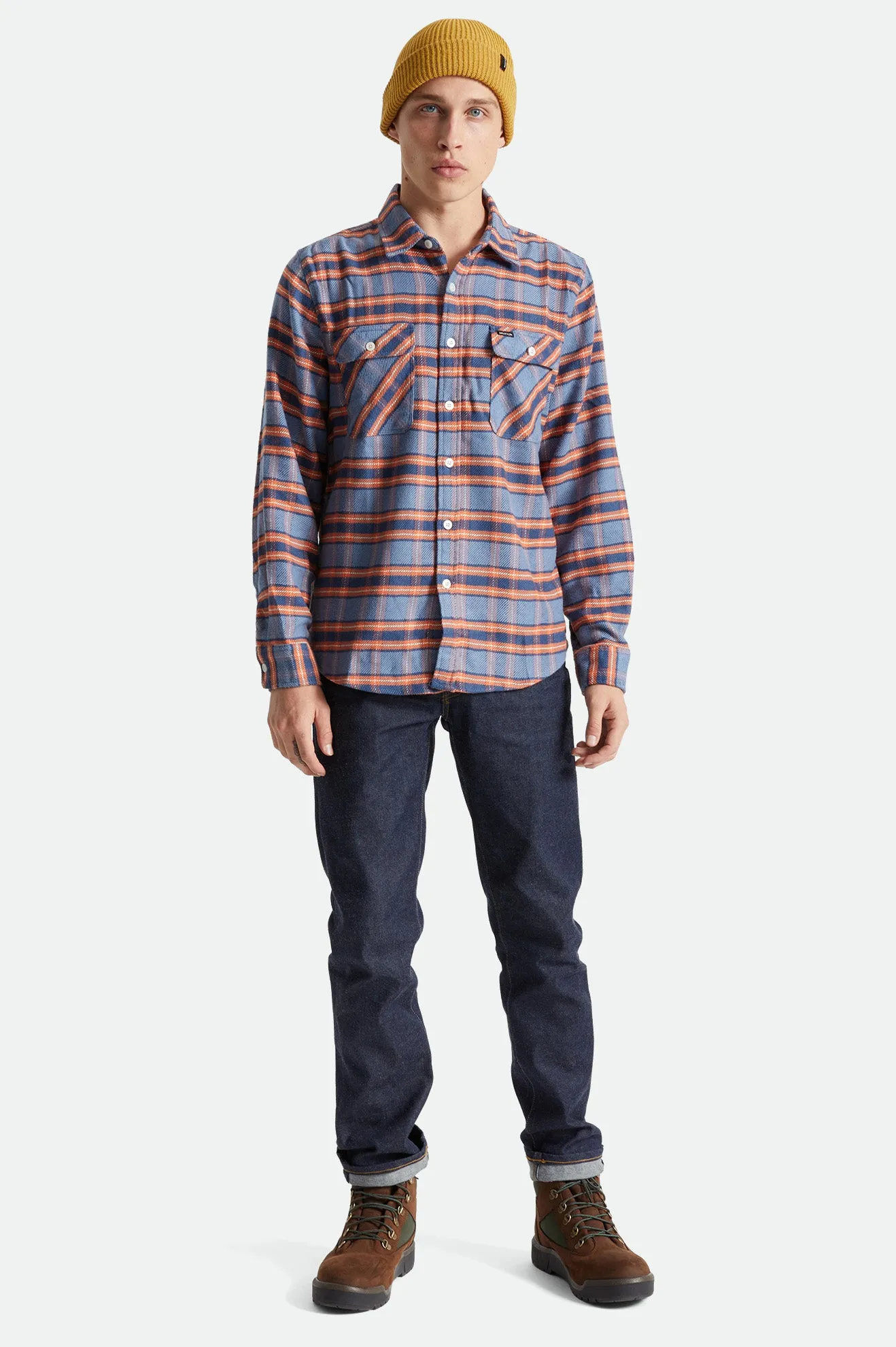 Bowery Stretch L/S Utility Flannel - Slate Blue