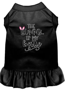 Bunny Is My Bestie Screen Print Dog Dress Black Sm (10)