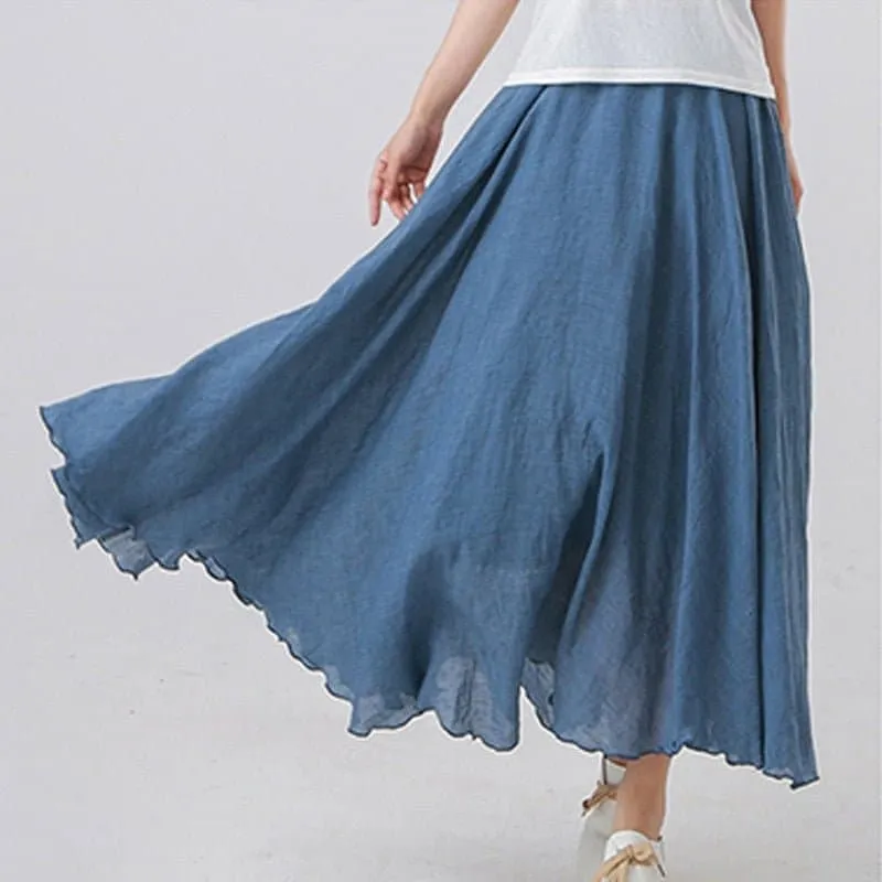 Casual Cotton Boho Maxi Skirt with Lining