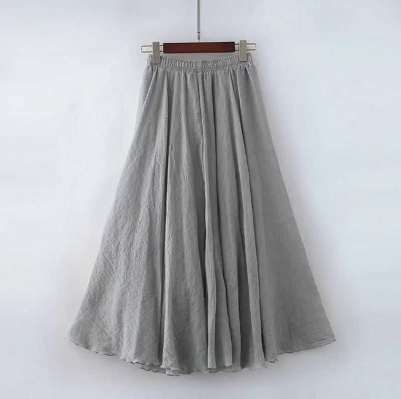 Casual Cotton Boho Maxi Skirt with Lining