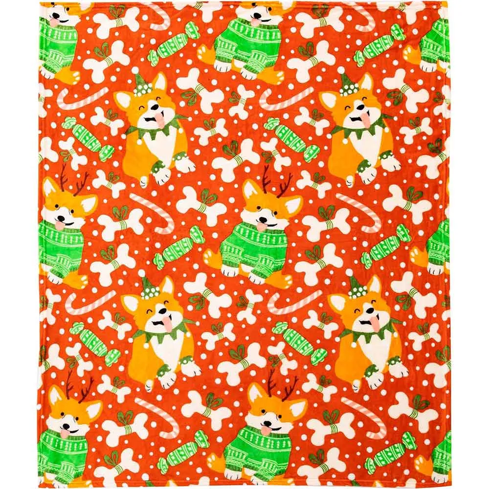 Christmas Corgies Silk Touch Throw Blanket