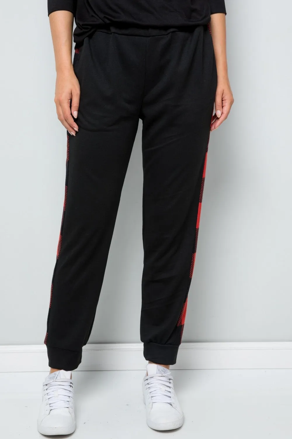 Design Full Size Plaid Side Print Sweatpants