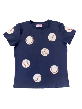 Fly Balls NAVY Blue Baseball Tee