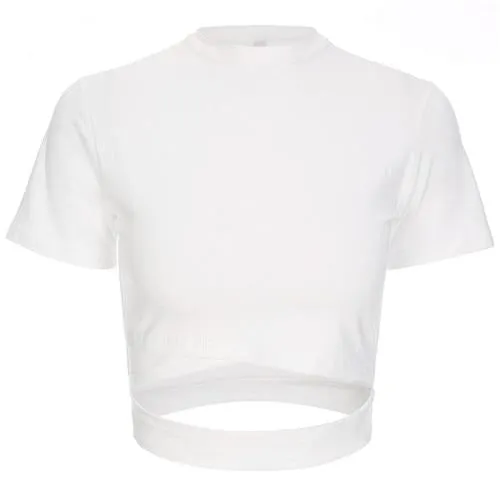 Harajuku Crop Top Hollow Out Casual Korean Style Bandage Tees