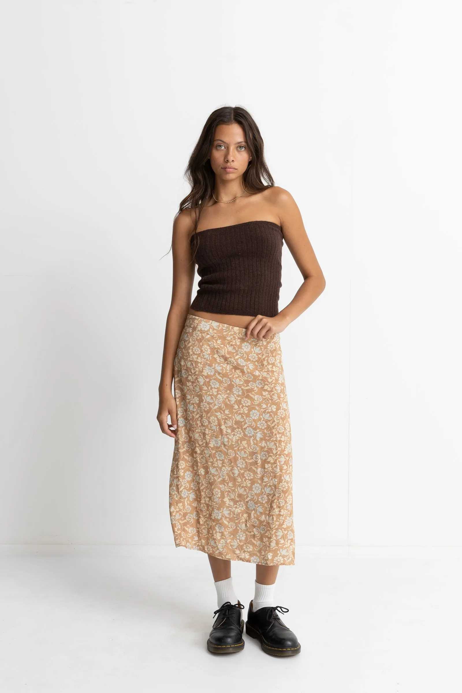 Highland Low Rise Midi Skirt Oak