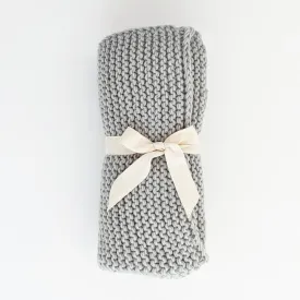 Ice Grey Garter Stitch Knit Blanket for Babies