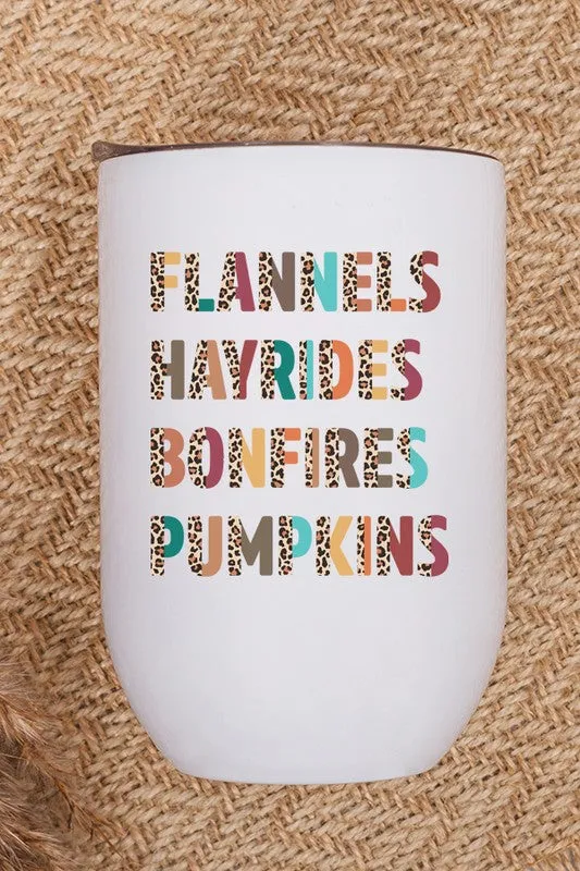 Leopard Flannels Hayrides Pumpkins Wine Cup