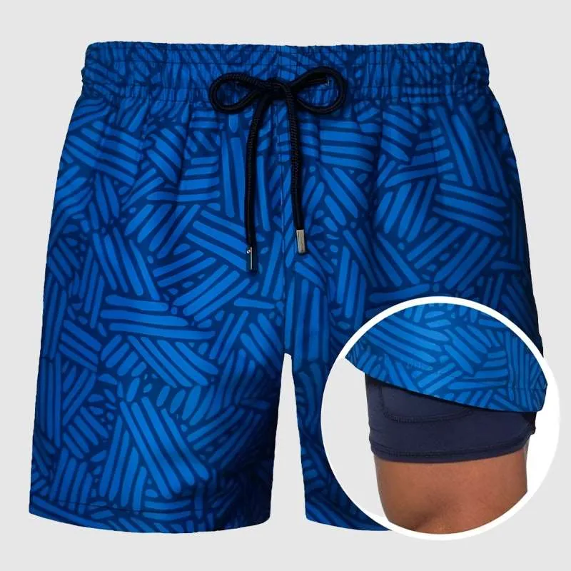 Men's Printed Double Layer Beach Shorts