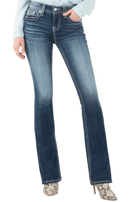 Miss Me Women's Mid-Rise Easy Boots Stretch Denim Jeans