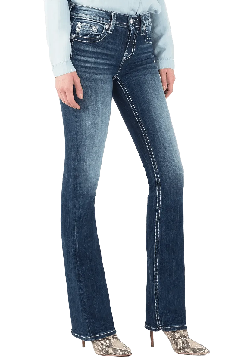 Miss Me Women's Mid-Rise Easy Boots Stretch Denim Jeans