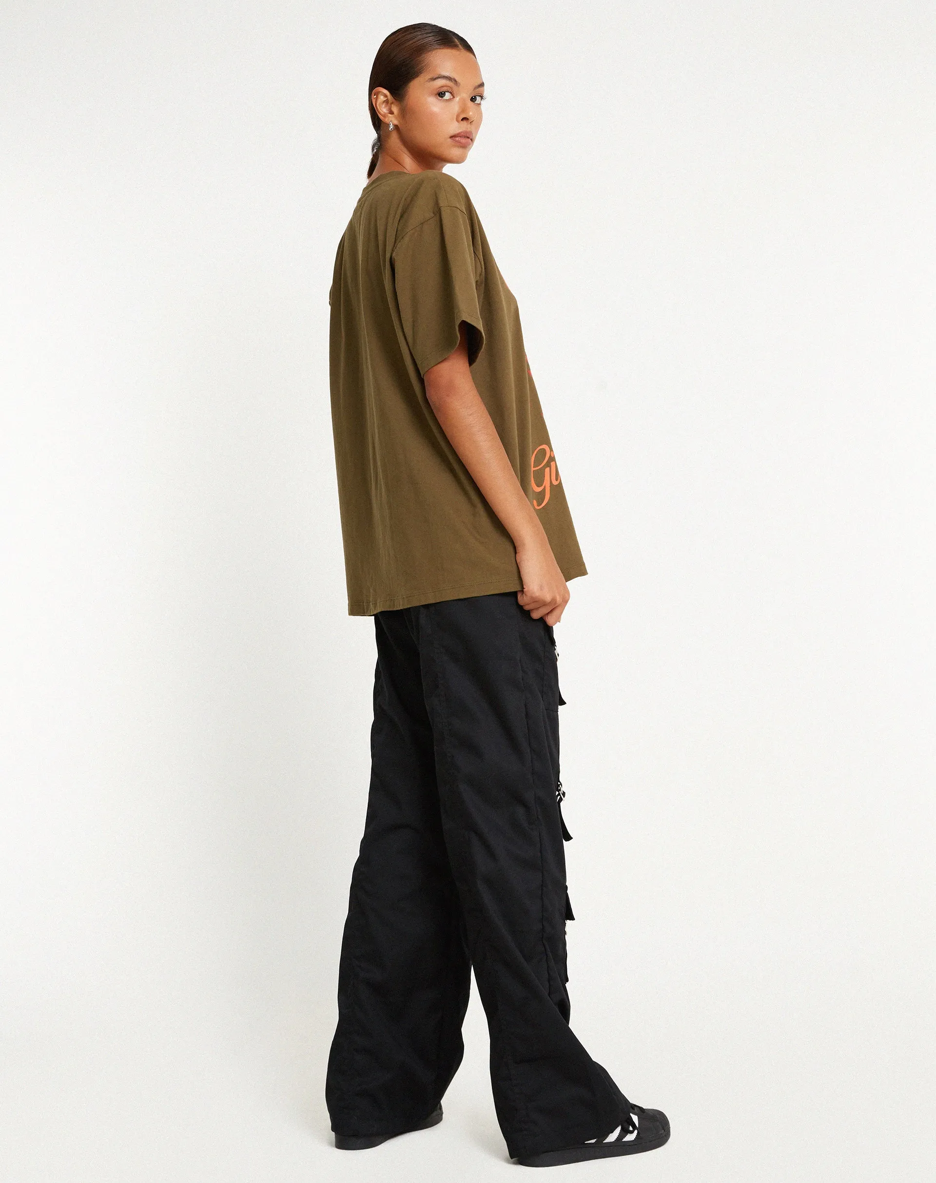 Oversize Basic Tee in Khaki Girls Girls Girls