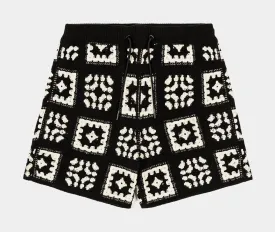 Quilt Crochet Mens Shorts (Black/White)