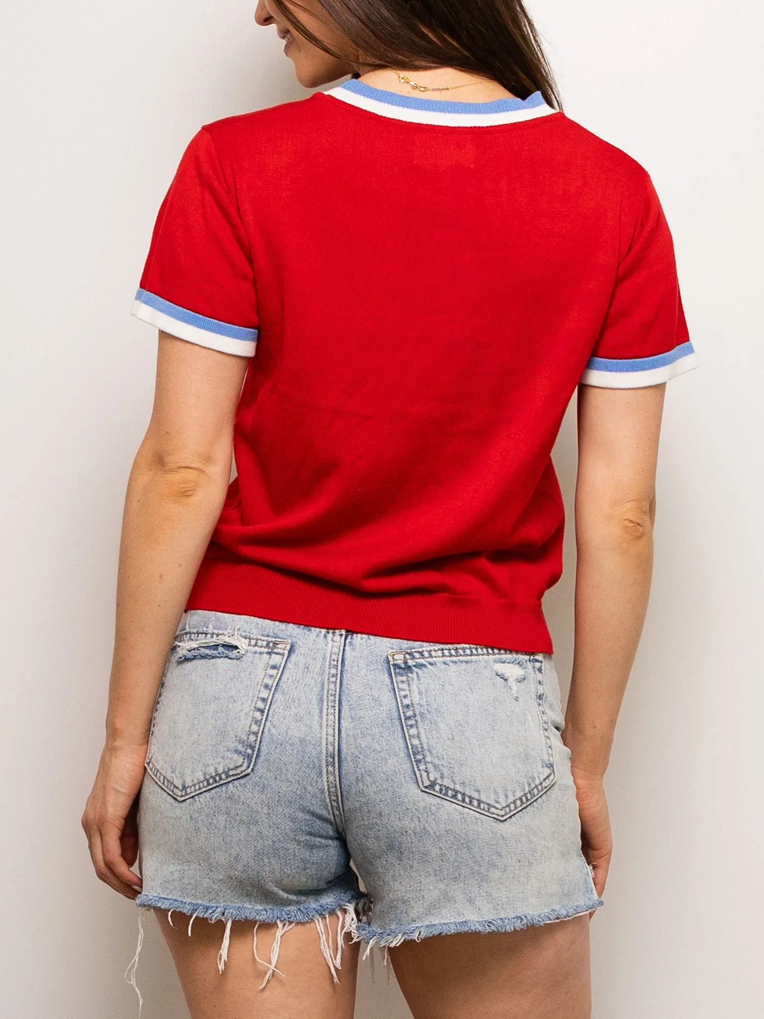 Rebs short sleeve sweater- Red