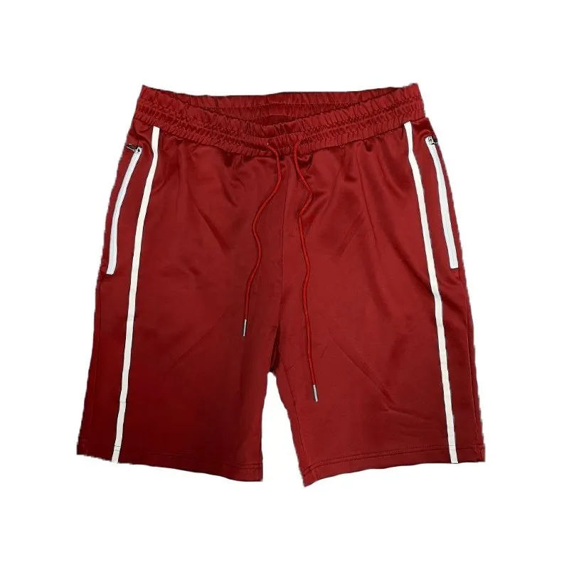 Red Solid Athlete Tape Shorts