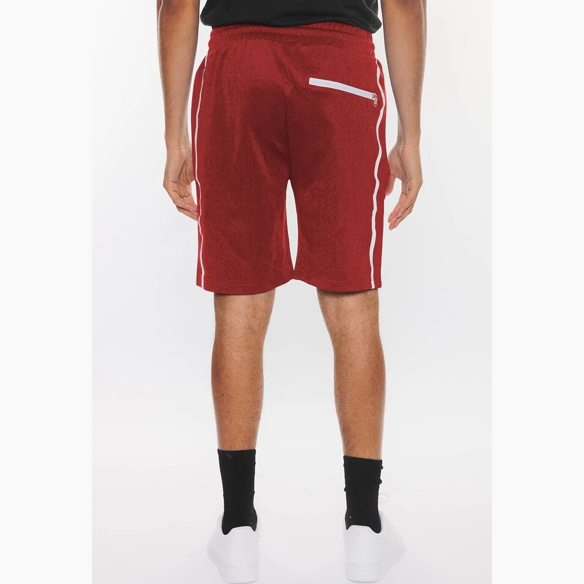 Red Solid Athlete Tape Shorts