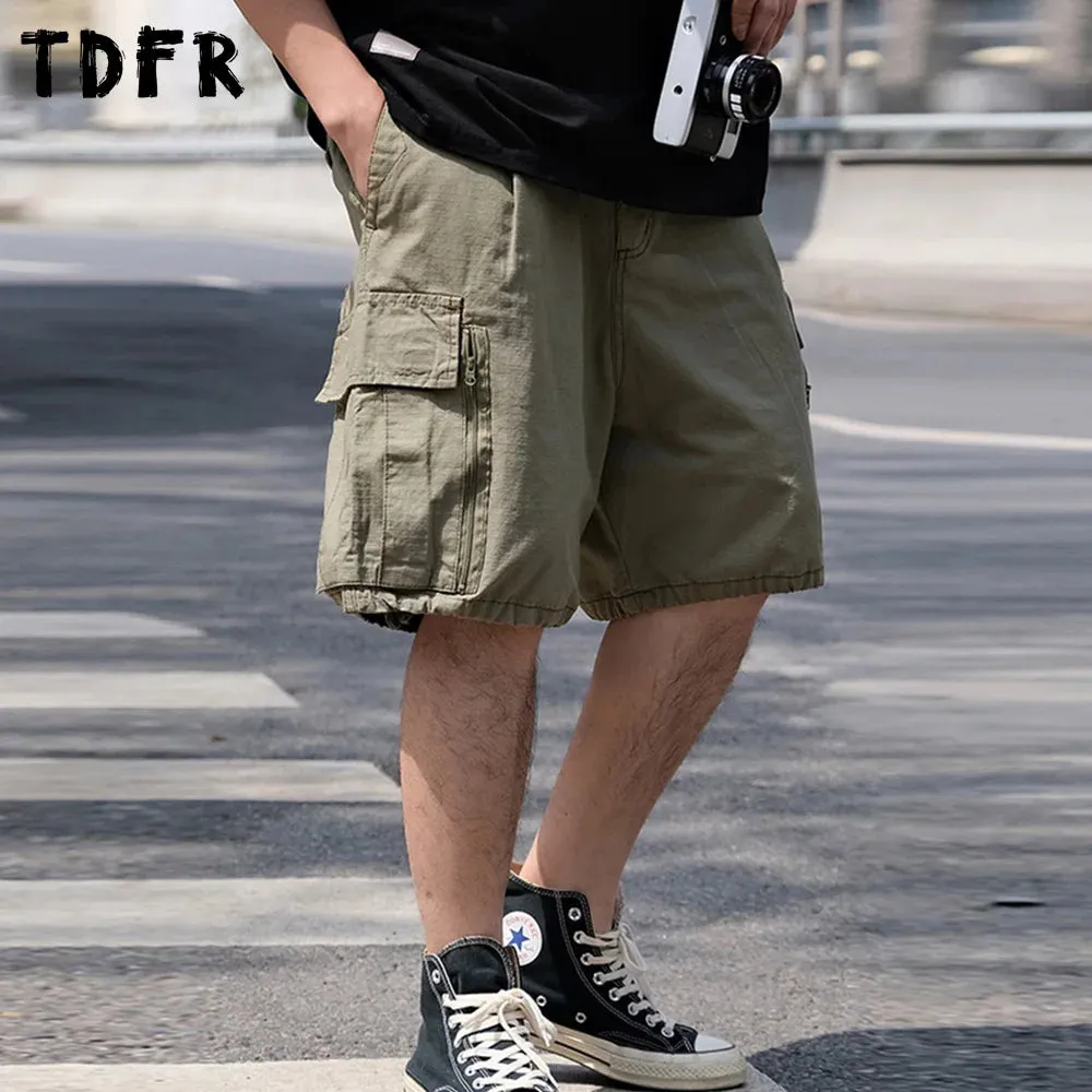 Safari Style Multi-Pocket Cargo Shorts - Loose Wide Leg Knee-length Half Pants