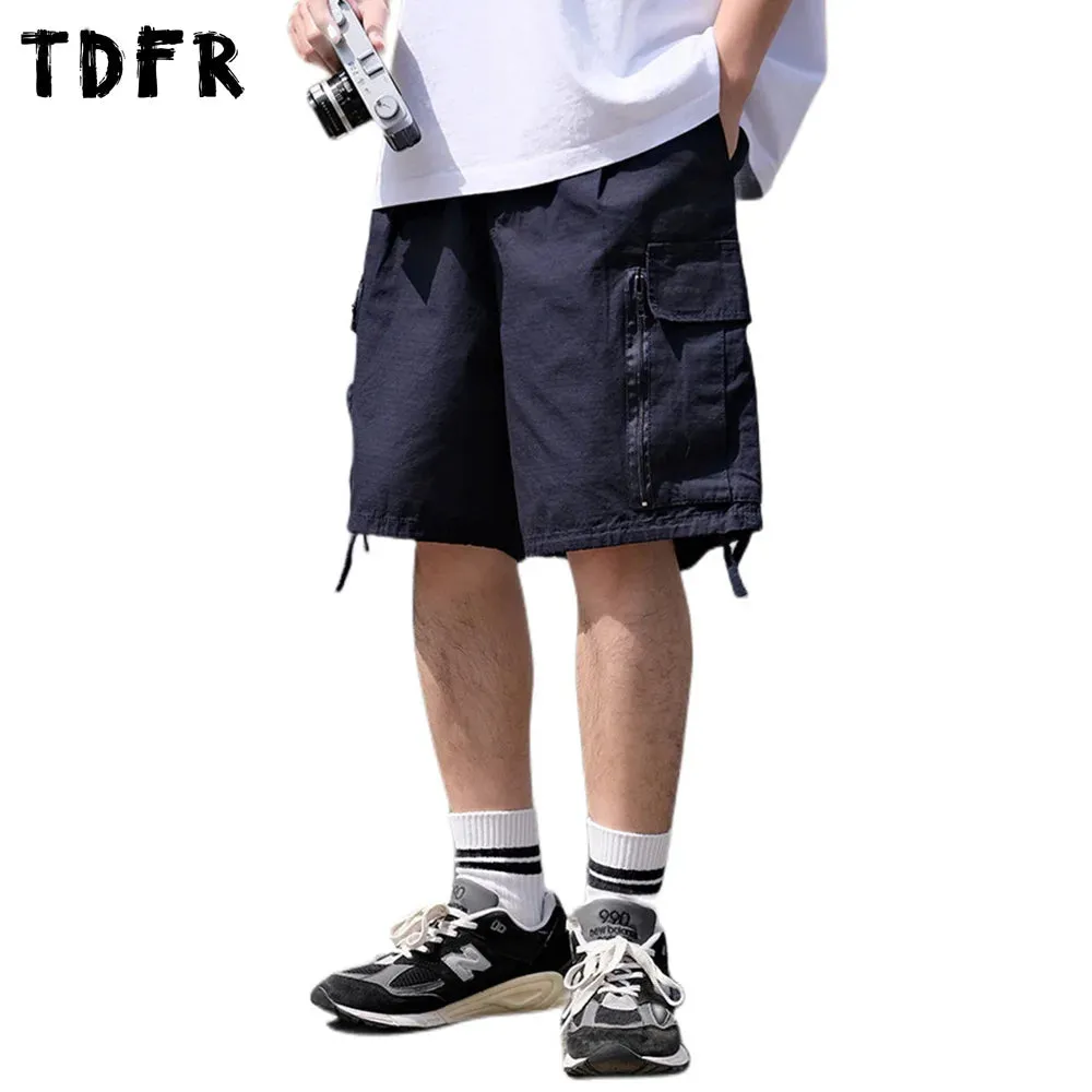 Safari Style Multi-Pocket Cargo Shorts - Loose Wide Leg Knee-length Half Pants