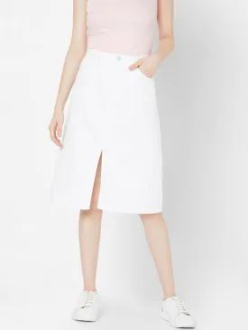 Spykar Women White Cotton Relaxed Mid-Rise Skirt