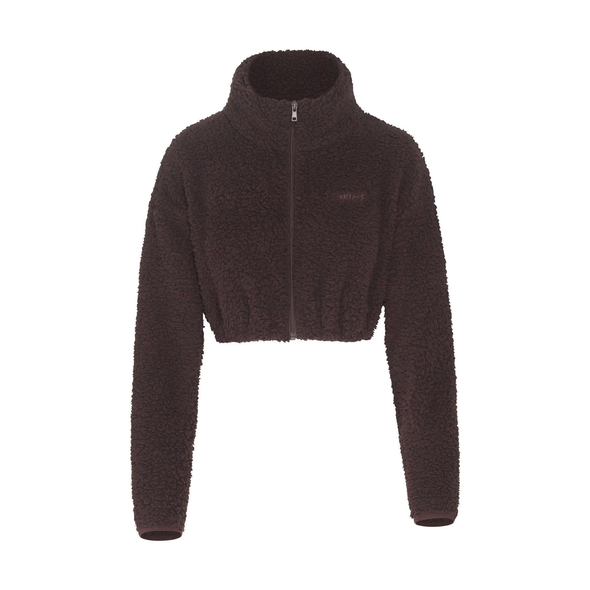 TEDDY ZIP UP CROP JACKET | ESPRESSO