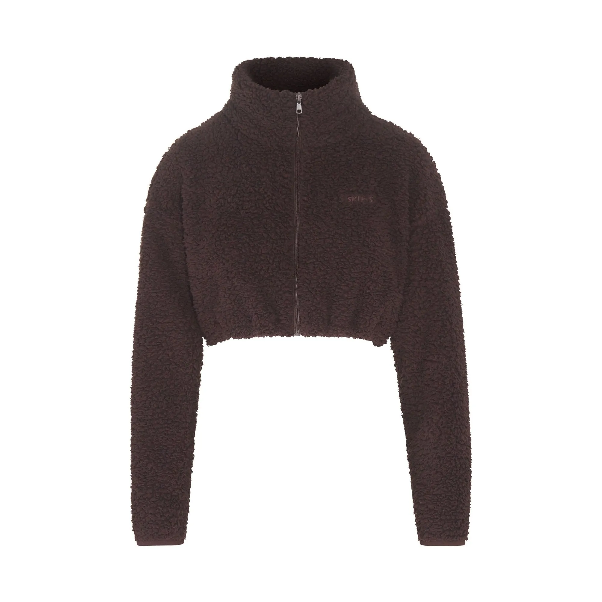 TEDDY ZIP UP CROP JACKET | ESPRESSO